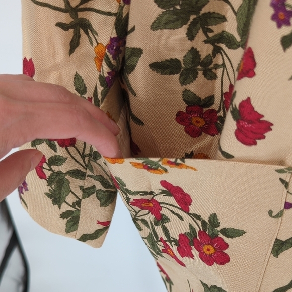 Vintage Liz Cailborne Floral Blazer Tan Orange 14P preppy retro bohemian busines - Picture 4 of 8
